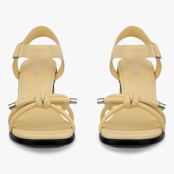 Ecco Beige Strappy Block Heel Sandals - Picture 3 of 7